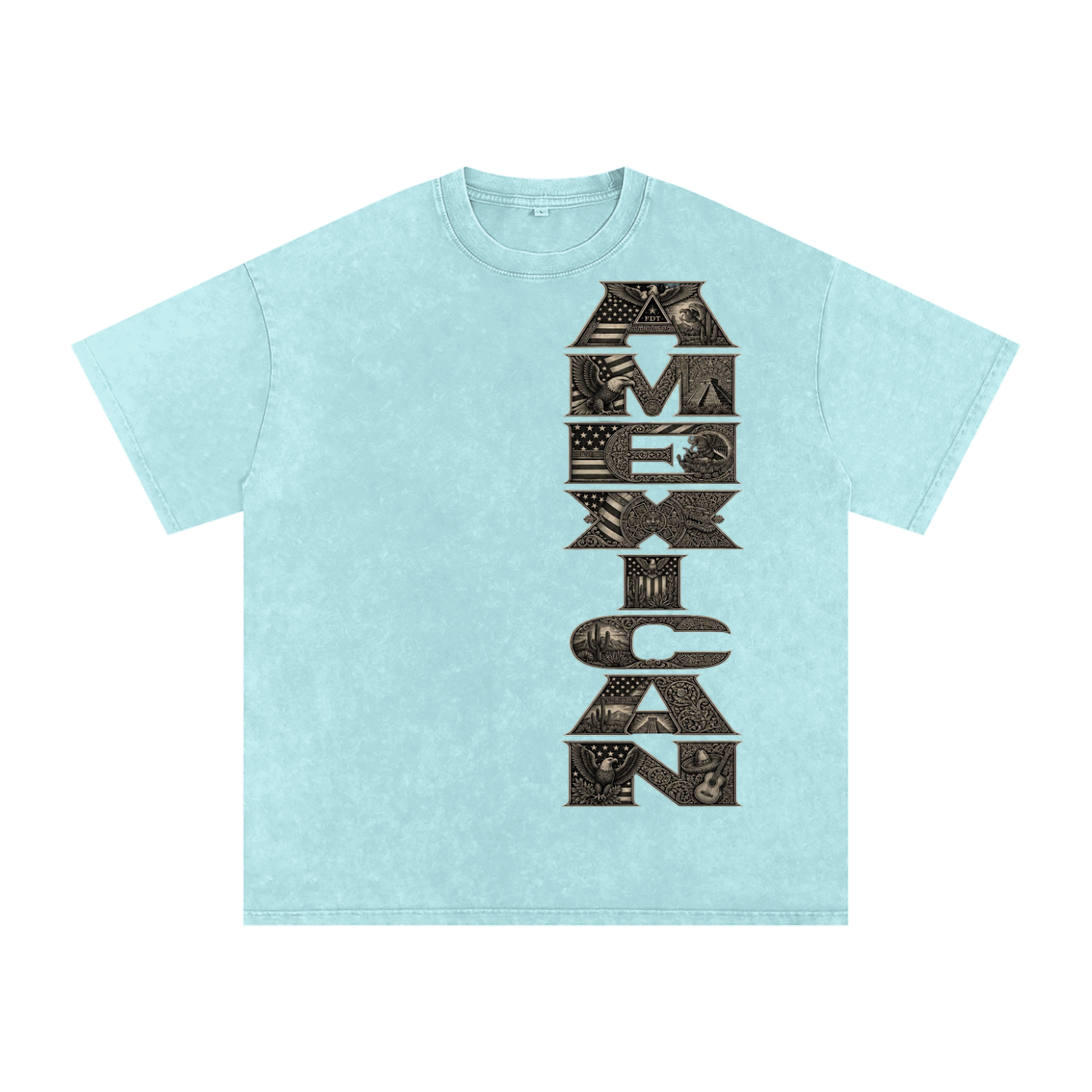 Amexican Pride Subtle FDT Design Snow Washed Oversized Cotton T-Shirt
