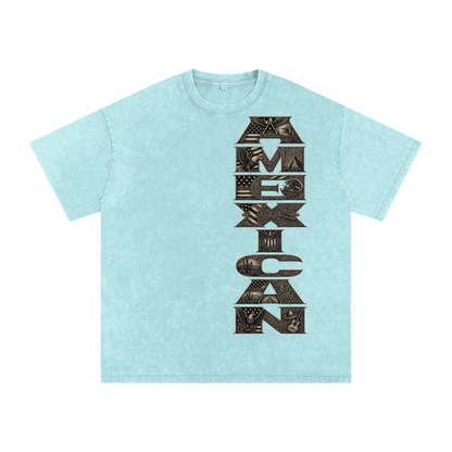 Amexican Pride Subtle FDT Design Snow Washed Oversized Cotton T-Shirt