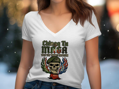 Chinga Tu MAGA This Wet Fights Fascism V-neck product