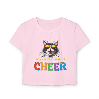 Cheerful Cat Women's Baby Tee - Fun Graphic Tee for Pet Lovers