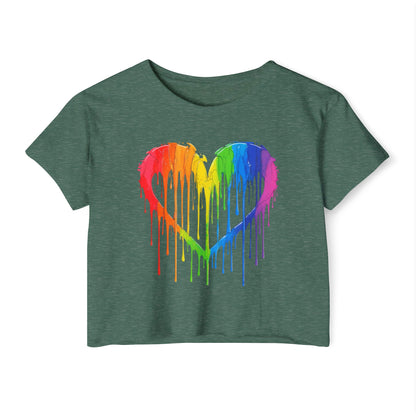 Pride corp top Rainbow Heart Women’s Festival Crop Top - Vibrant and Fun Summer Wear