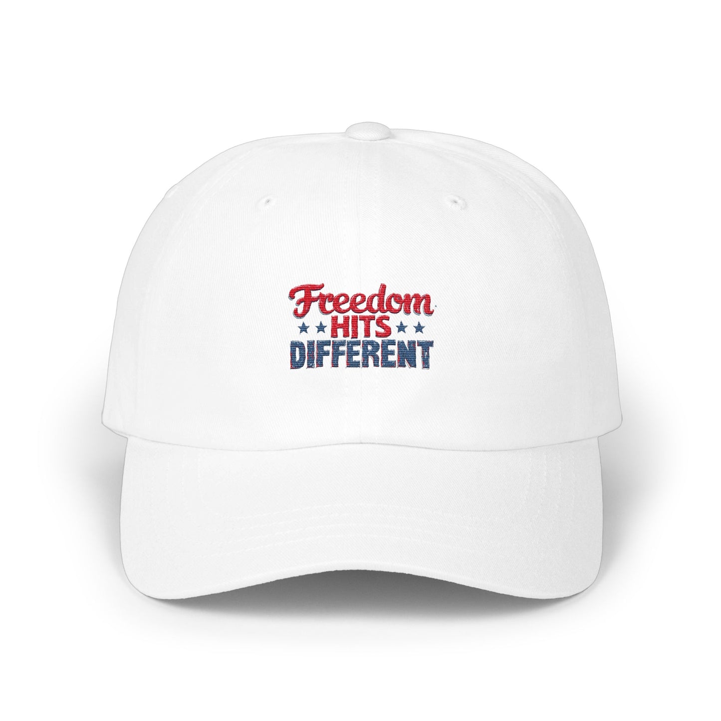 Freedom Hits Different Embroidered Cap product type