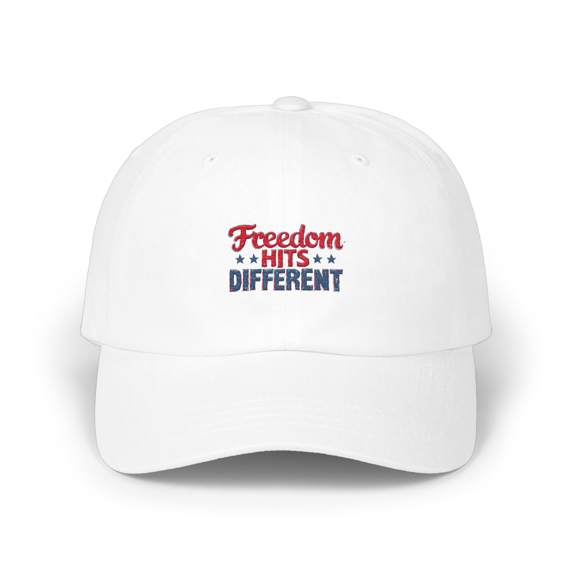 Freedom Hits Different Embroidered Cap product type