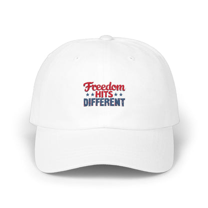 Freedom Hits Different Embroidered Cap product type