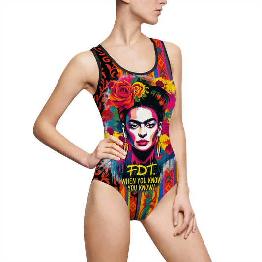 Frida Kahlo Bathing Suit Original Prints Pride Festive unique Vibrant Art Swimsuit, Bohemian Swimwear, Festival Attire, Beach Day Essential, Summer Vibrance, Unique Poolside Look