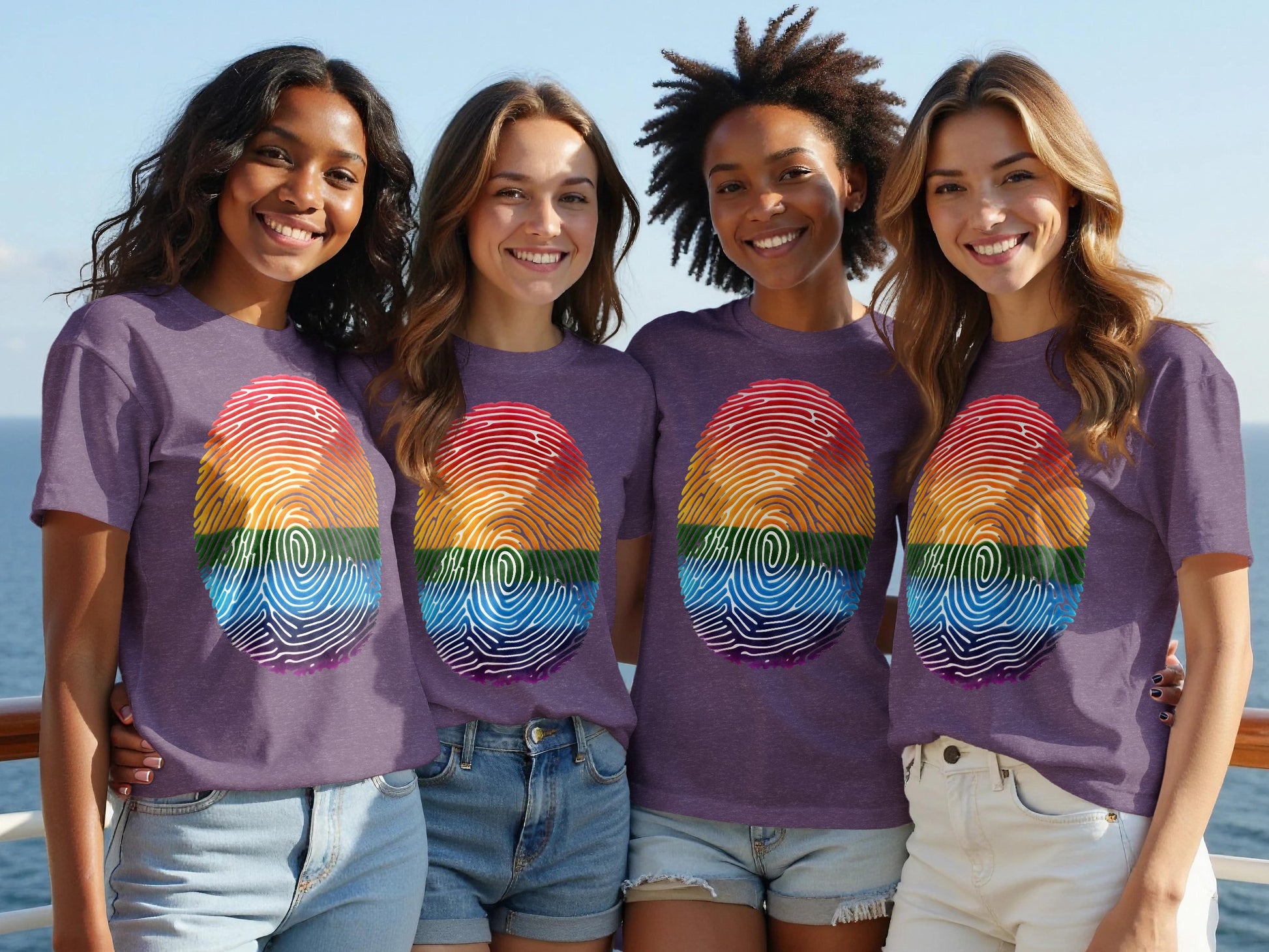 Rainbow Fingerprint Casual Summer T-Shirt product