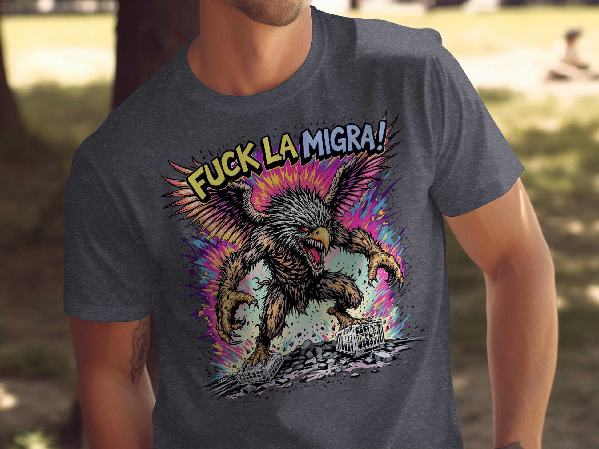 Fuck La Migra Fighting Beast Graphic T-shirt product