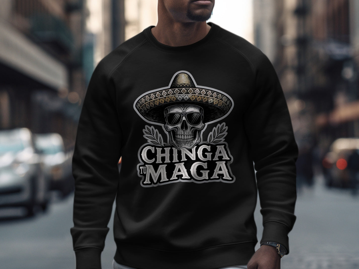 Chinga Tu Maga Skull Sombrero Graphic Sweatshirt product