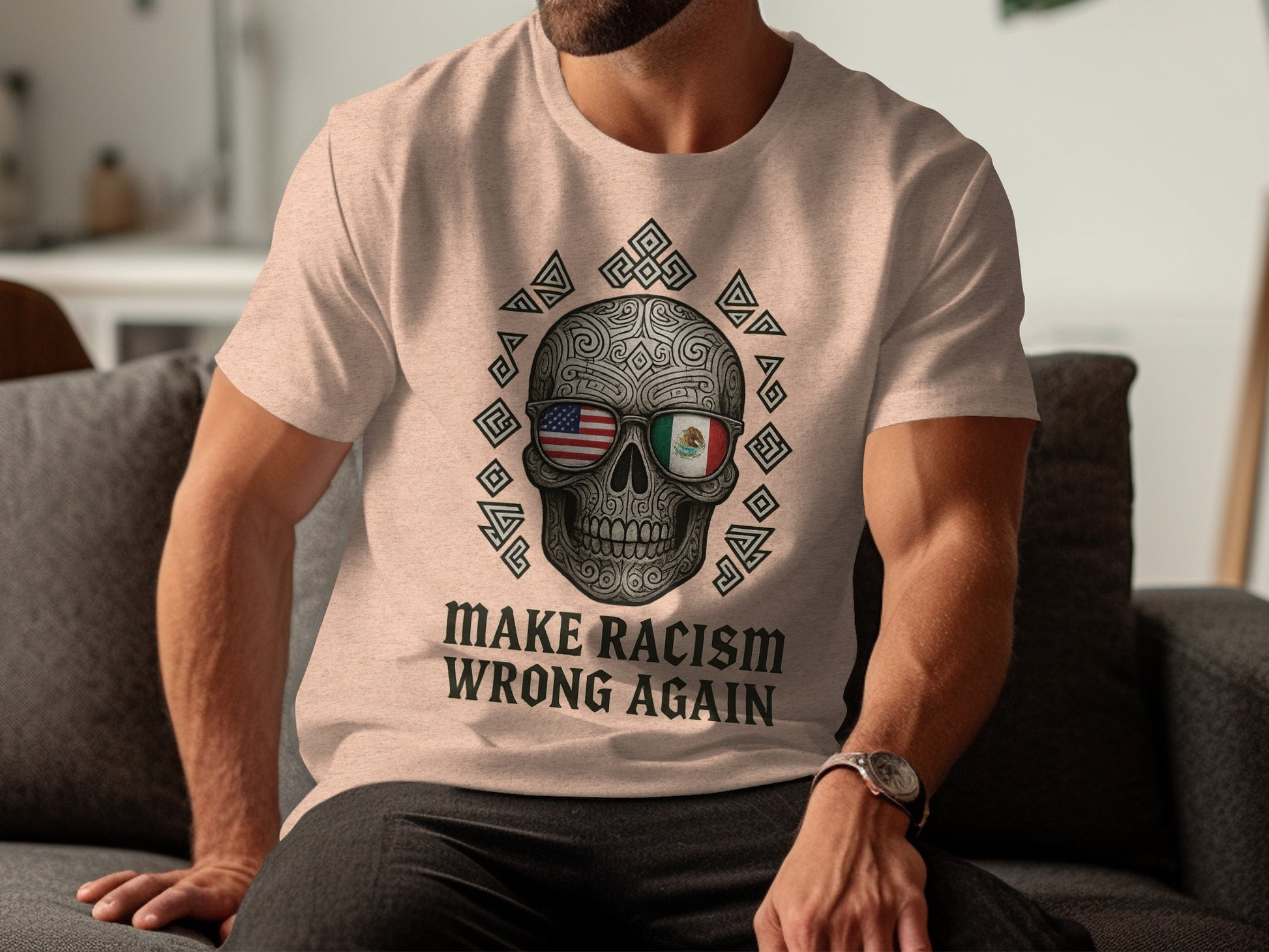 Make Racism Wrong Again Skull Design Shirt