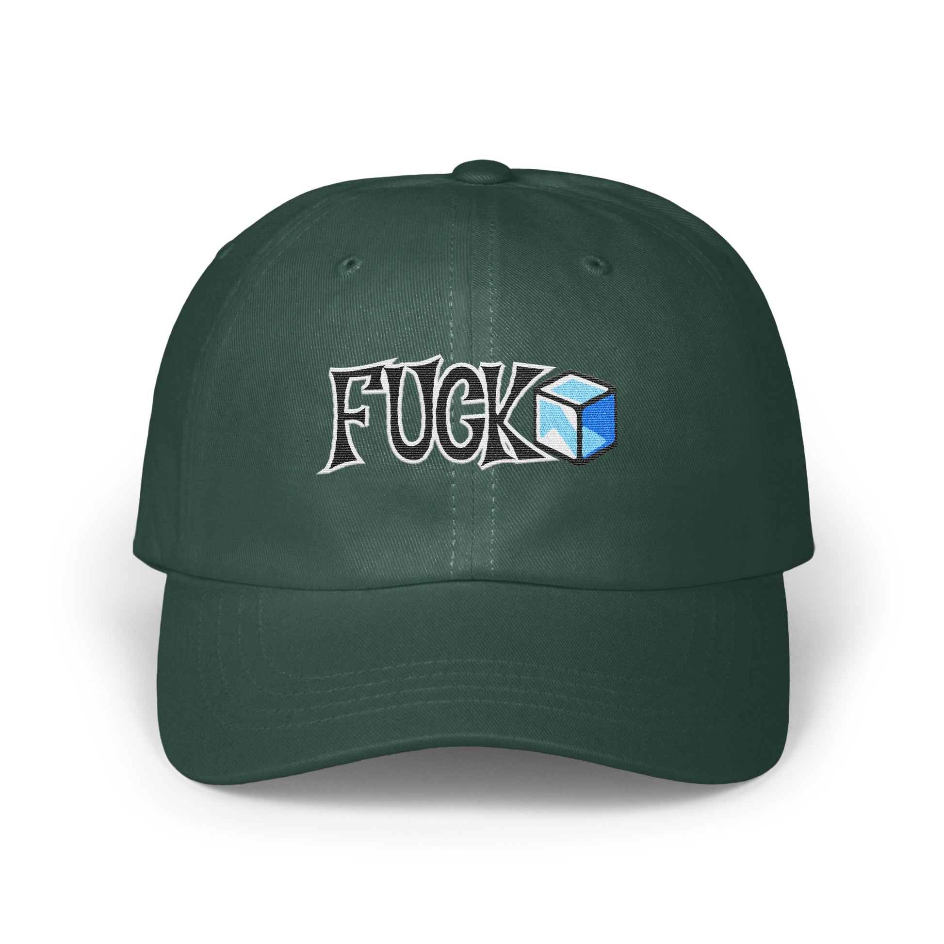 Stylish Dark Green Embroidered Fuck Cap product type