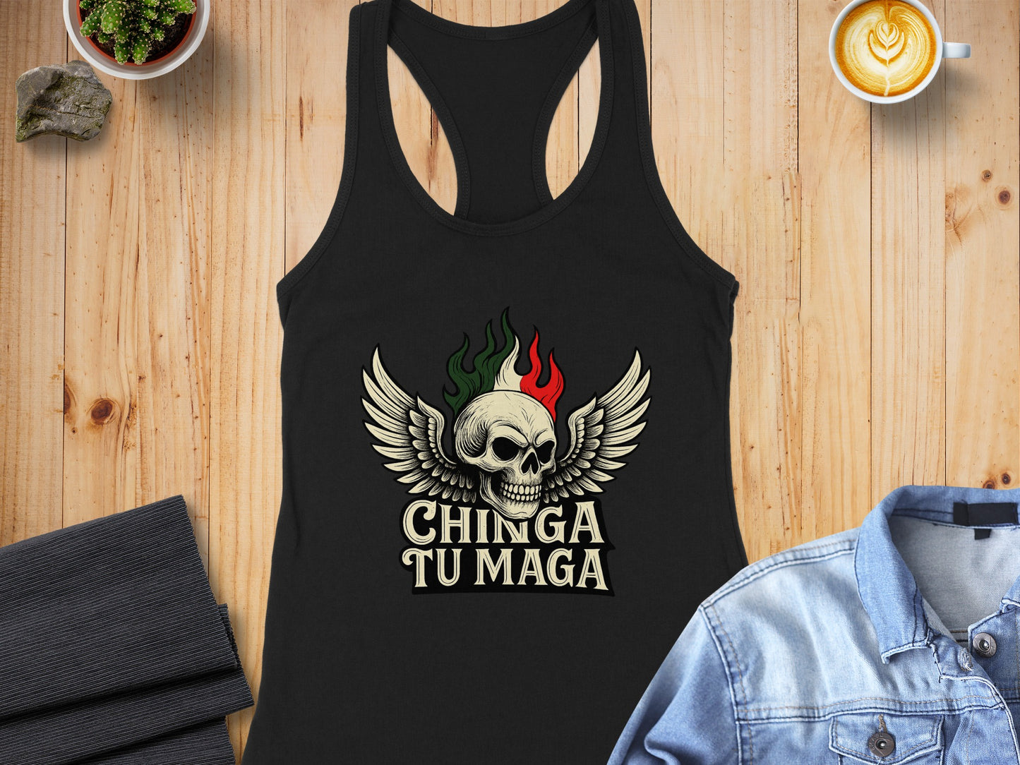 Skull With Wings Chinga Tu Maga Tank Top