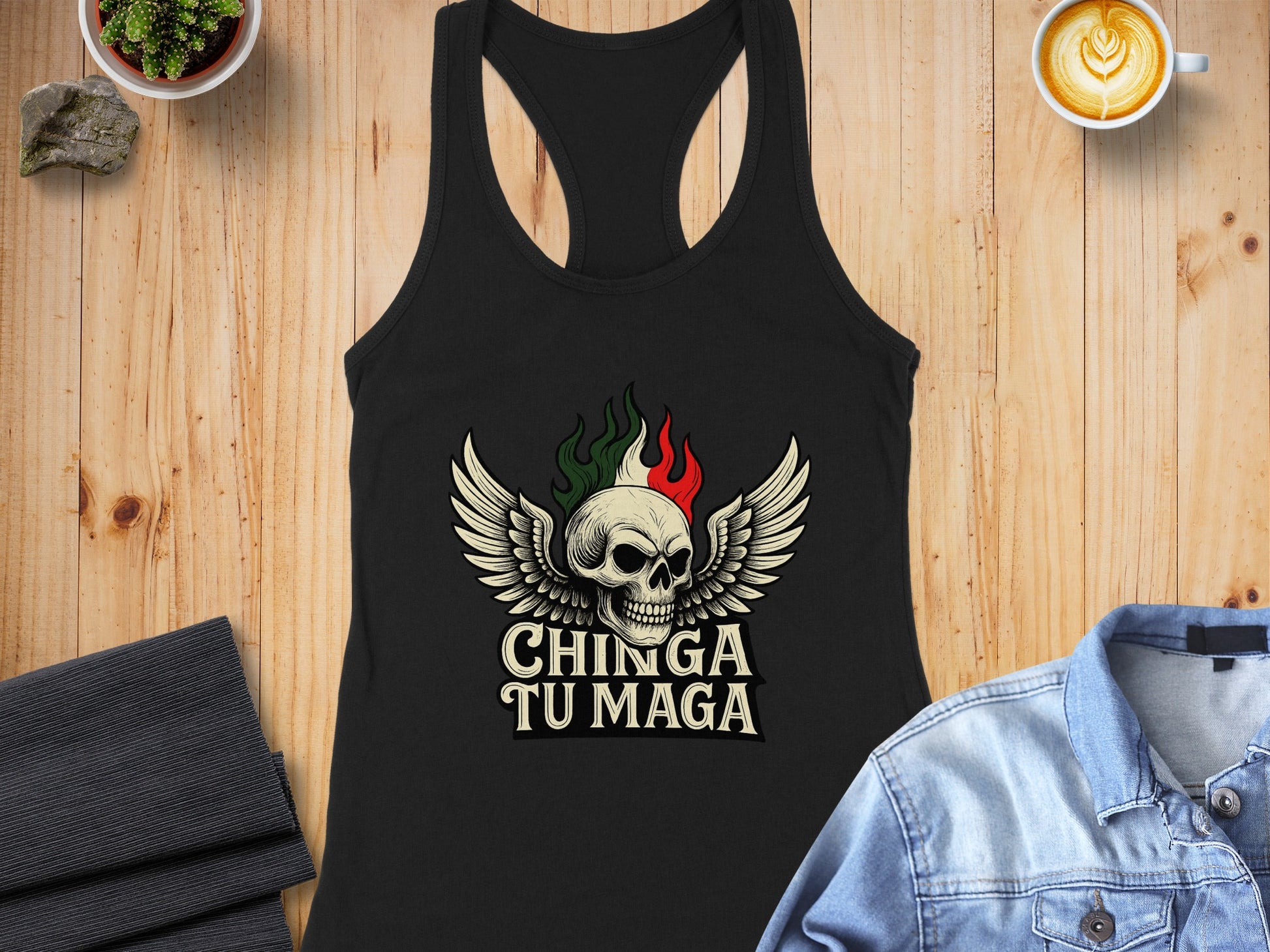 Skull With Wings Chinga Tu Maga Tank Top