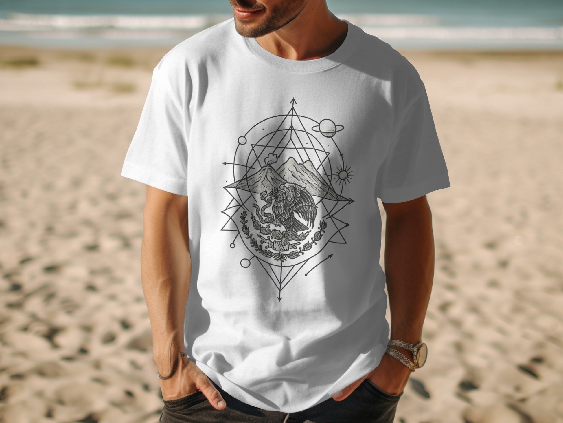 Geometric Whale Design Graphic Printed T-shirt product