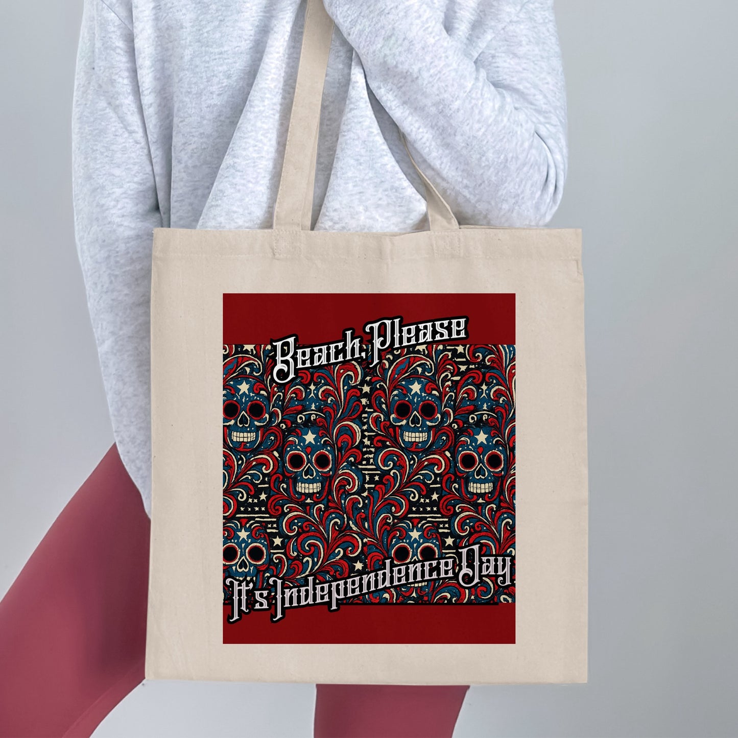 Beach Please It's Independence Day tote bag product