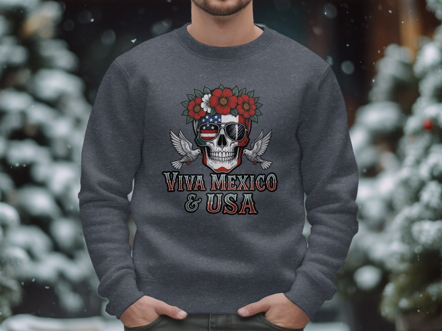 Viva Mexico USA Skull Graphic Print Sweatshirt product