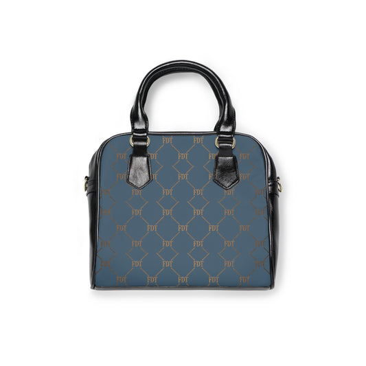 FDT Subtle Blue Monogram Shoulder Handbag Anti Trump Designer Patterned Tote for Everyday Chic