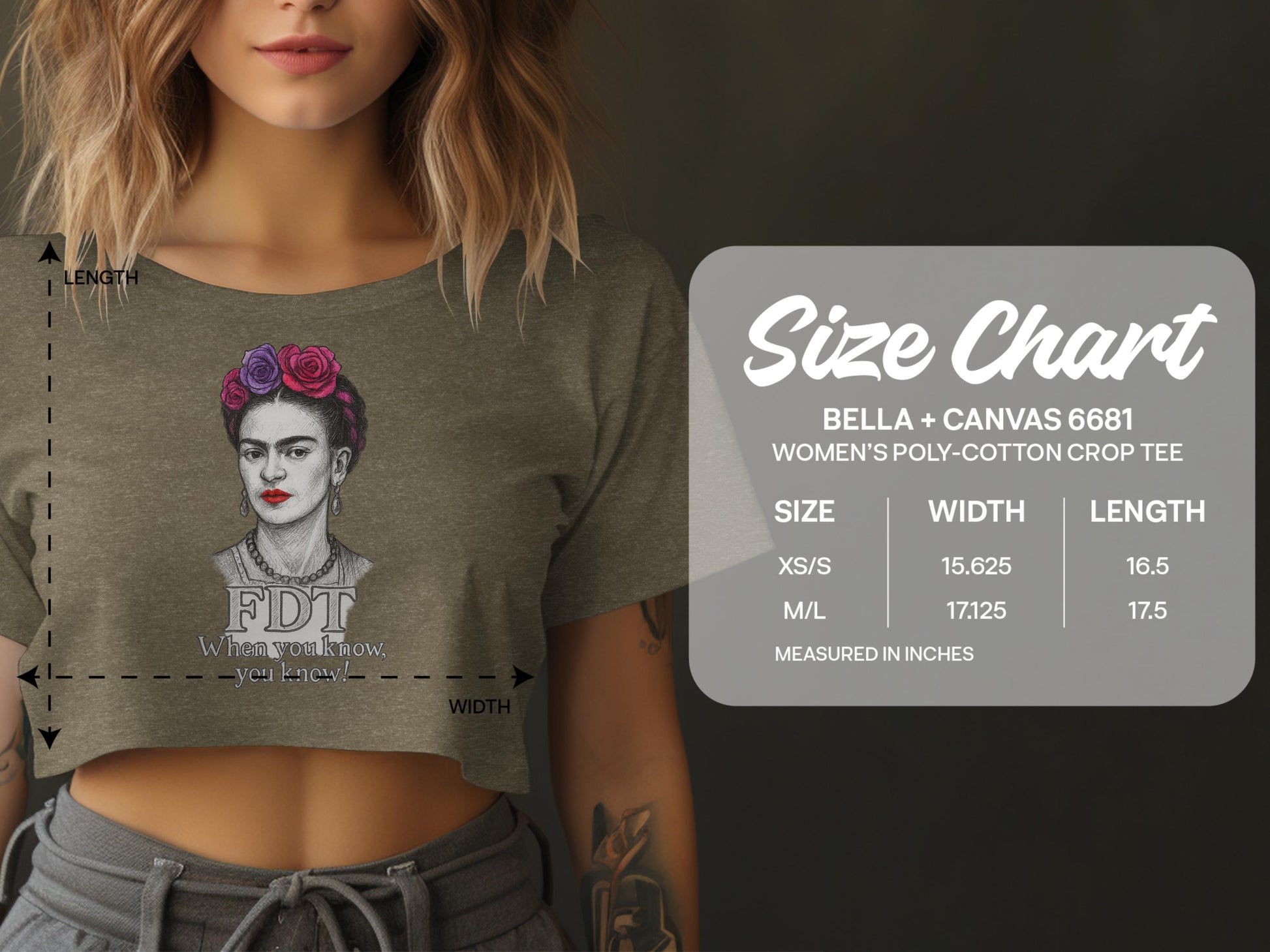 Frida Kahlo Inspired Women's Crop Tee product type