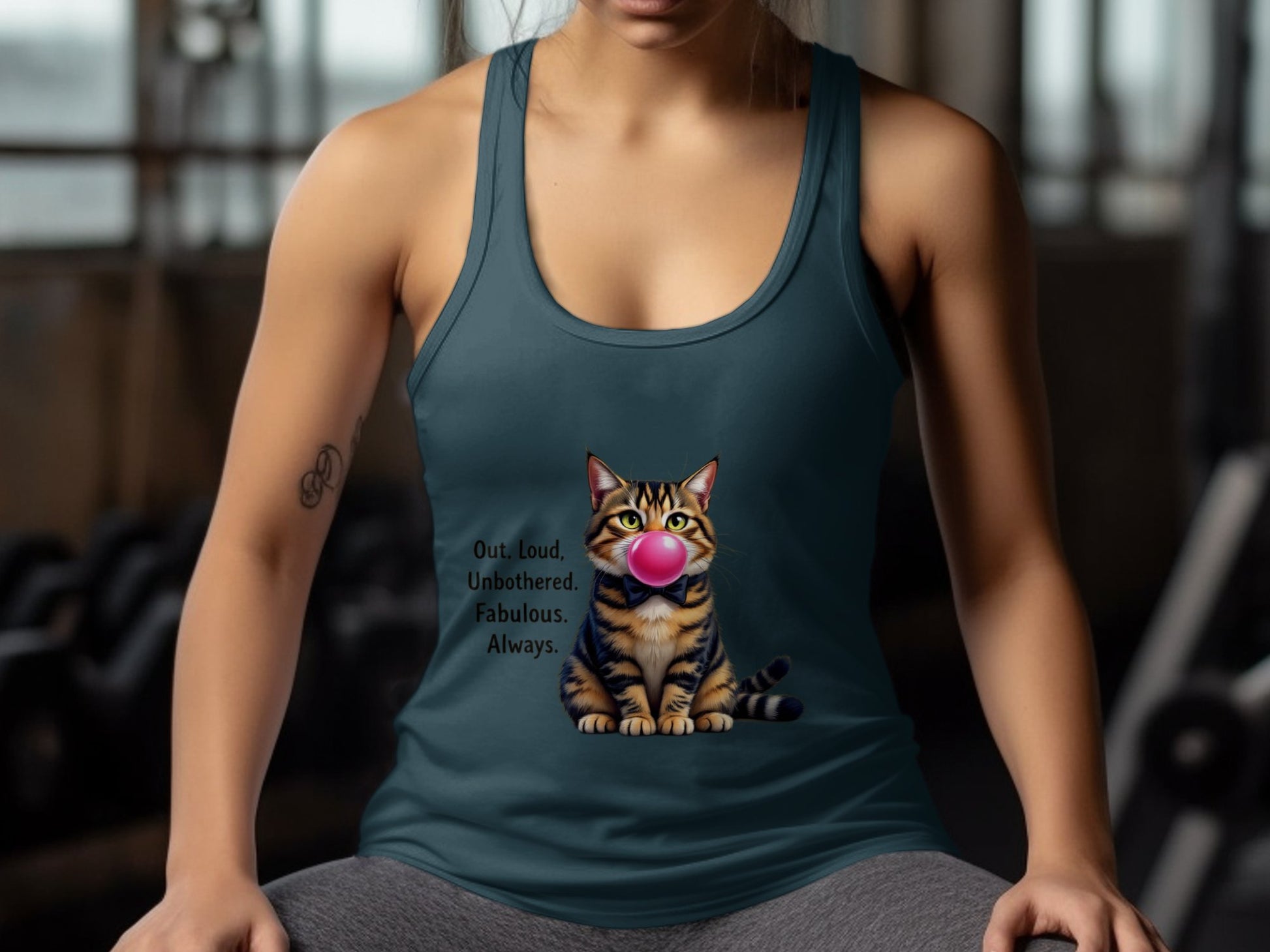 Funky Cat Design with Bubble Unique Tank Top product