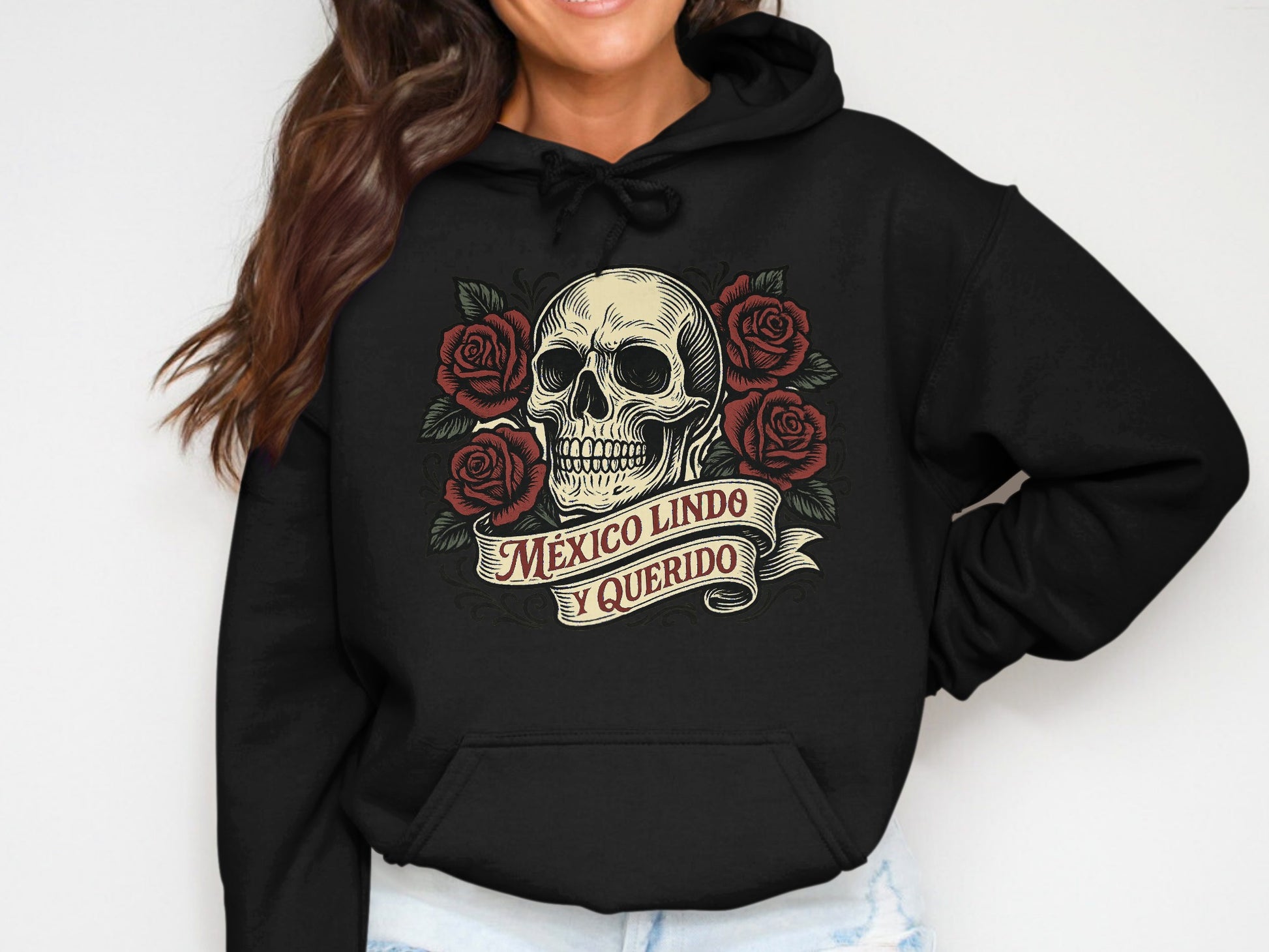 México Lindo y Querido Skull Roses Hoodie product type