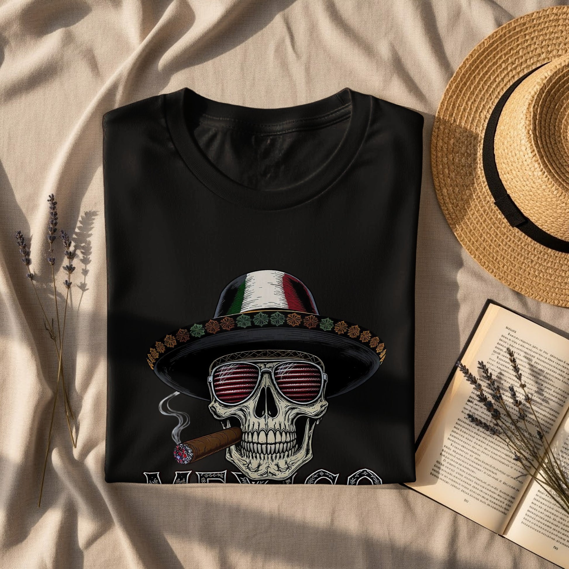 Mexican Skull Design With Glasses T-Shirt Product Type