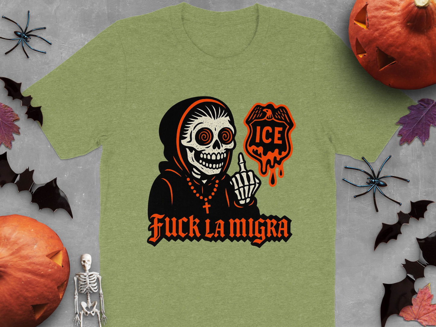 Fuck La Migra ICE Skeleton Graphic T-shirt product