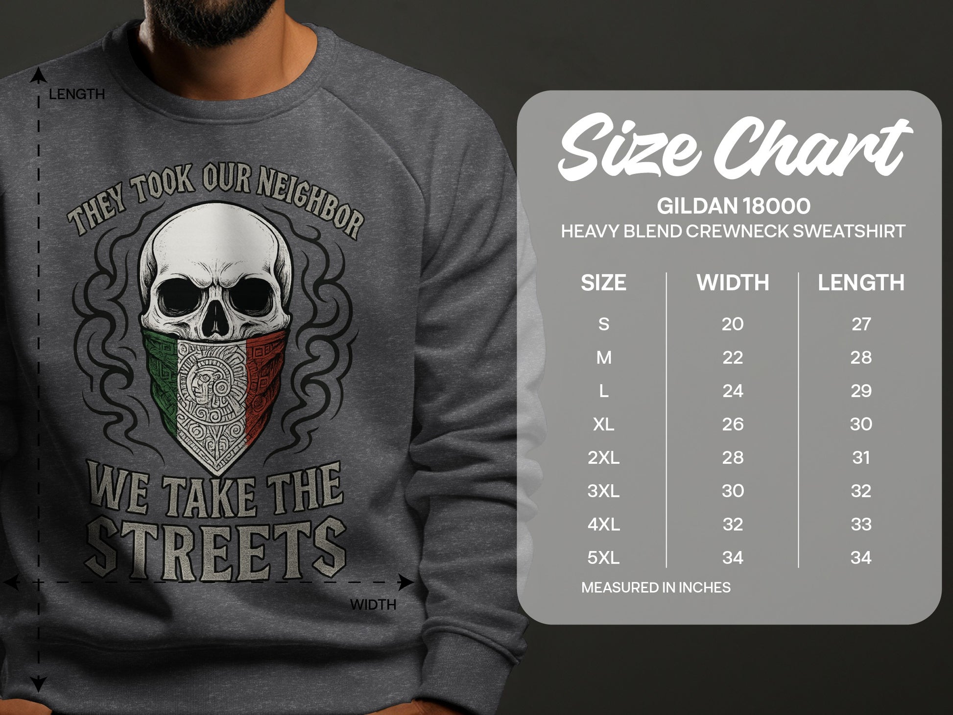 We Take The Streets Skull Graphic Crewneck Sweatshirt