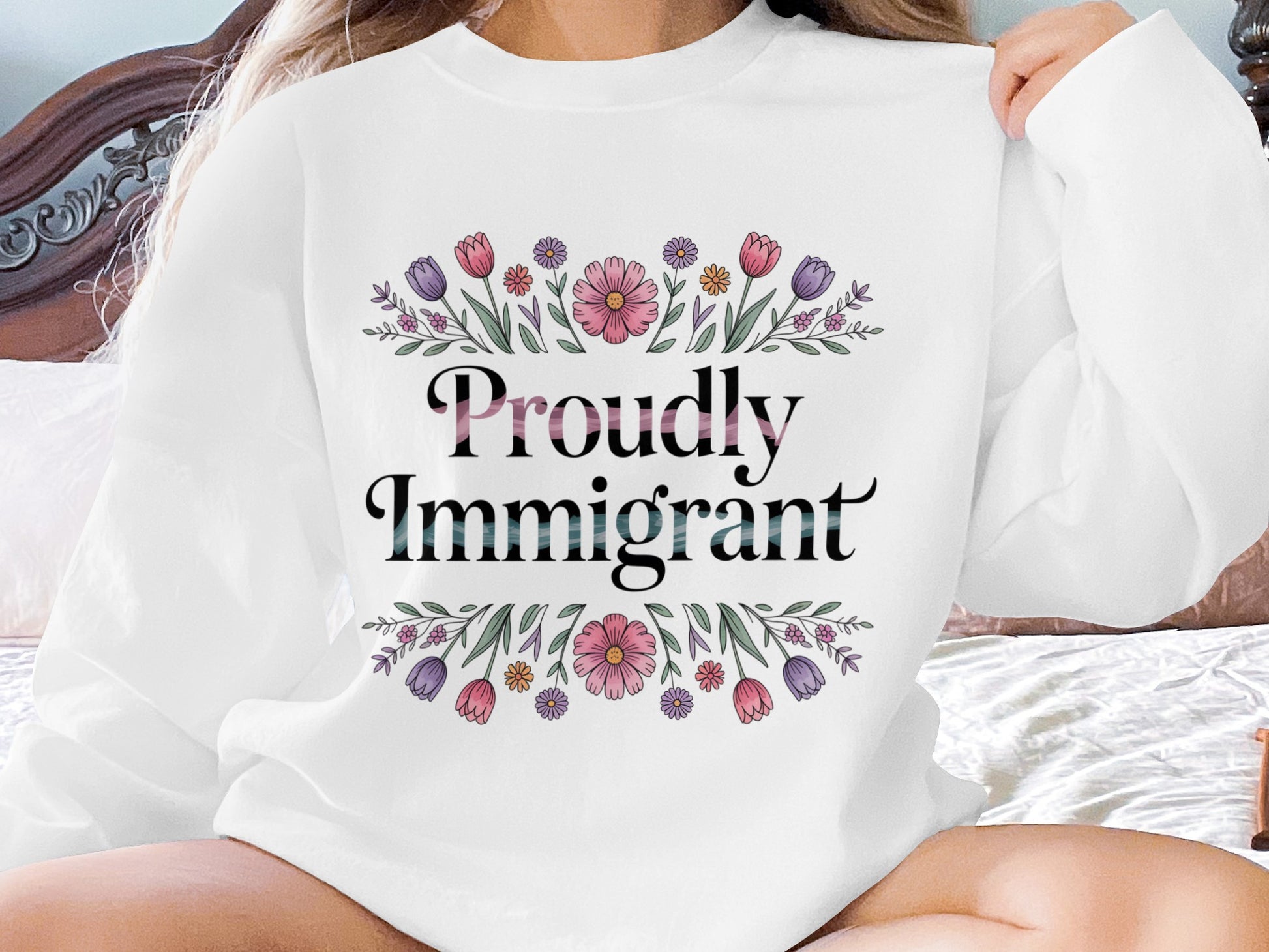 Proudly Immigrant Floral Graphic Sweatshirt product type