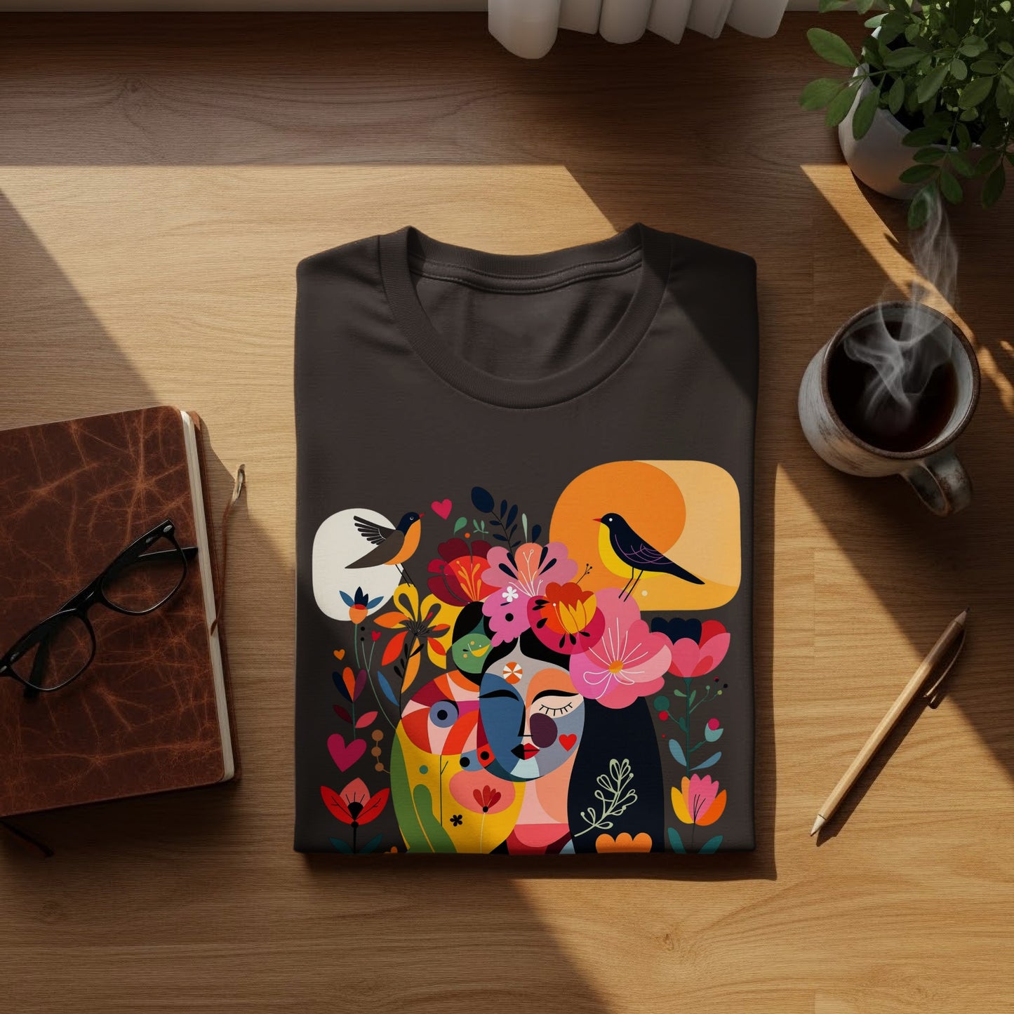 Vibrant Abstract Faces Flowers Birds Graphic product type