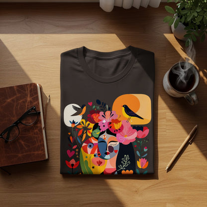 Vibrant Abstract Faces Flowers Birds Graphic product type
