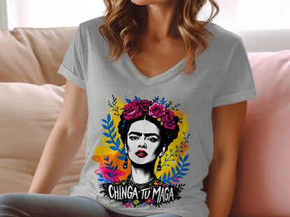 Vibrant Colorful Artistic Design Chinga Tu Maga Shirt