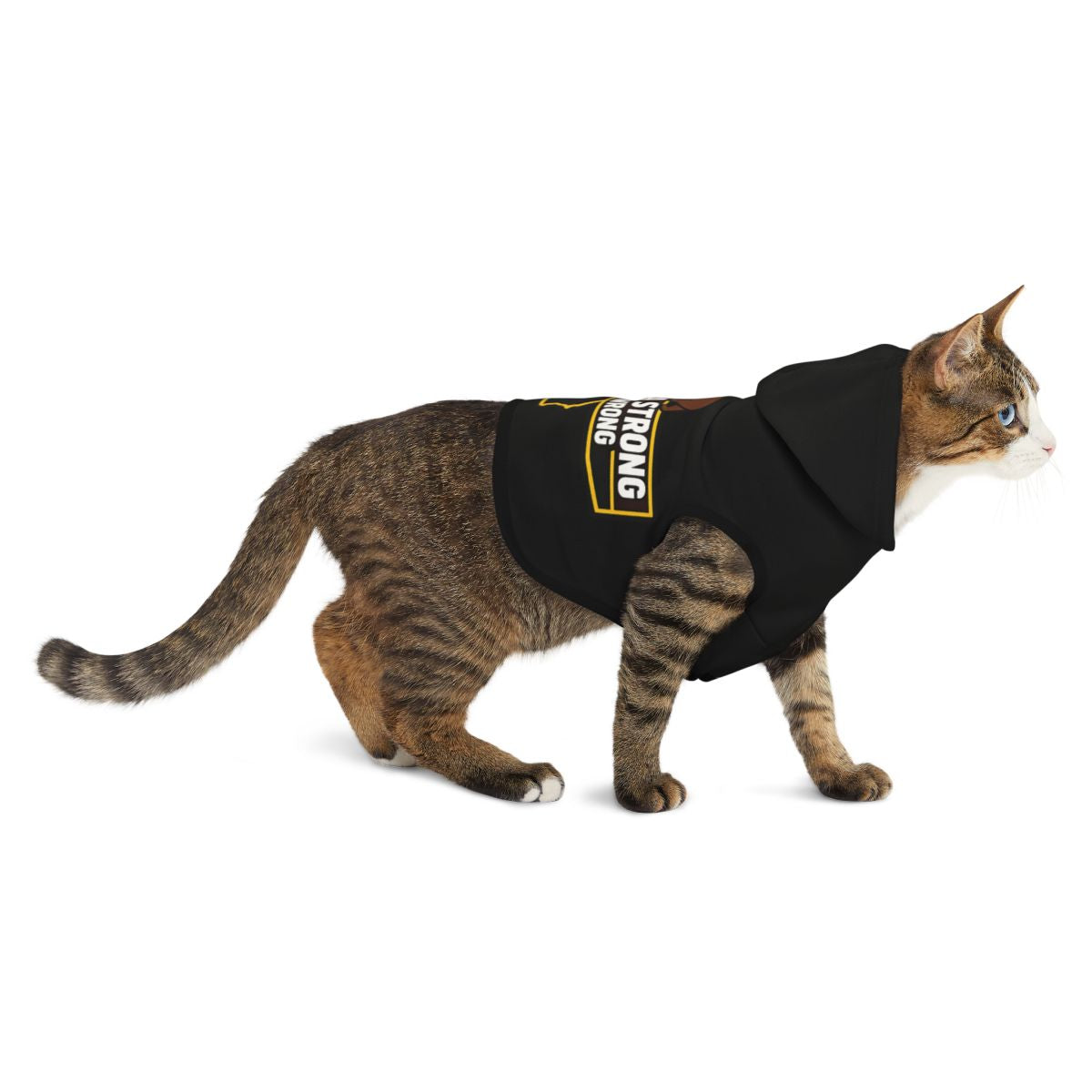 Strong Black Cat Hoodie Funny Pet Clothing