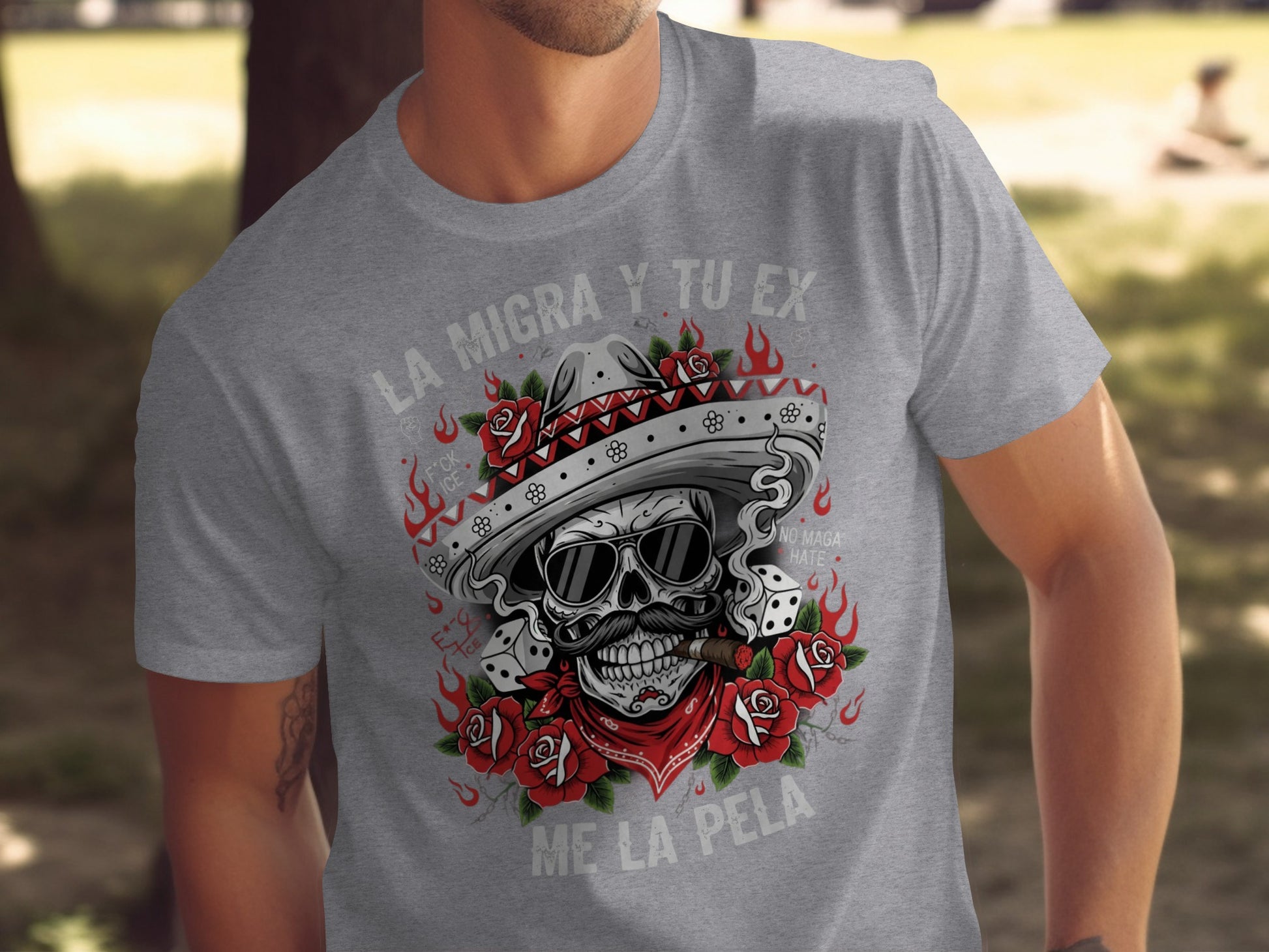 La Migra Y Tu Ex Me La Pela Graphic T-Shirt product