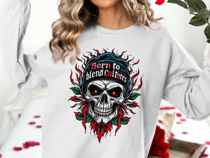 Born to Blend Cultures Skull Graphic Sweater product