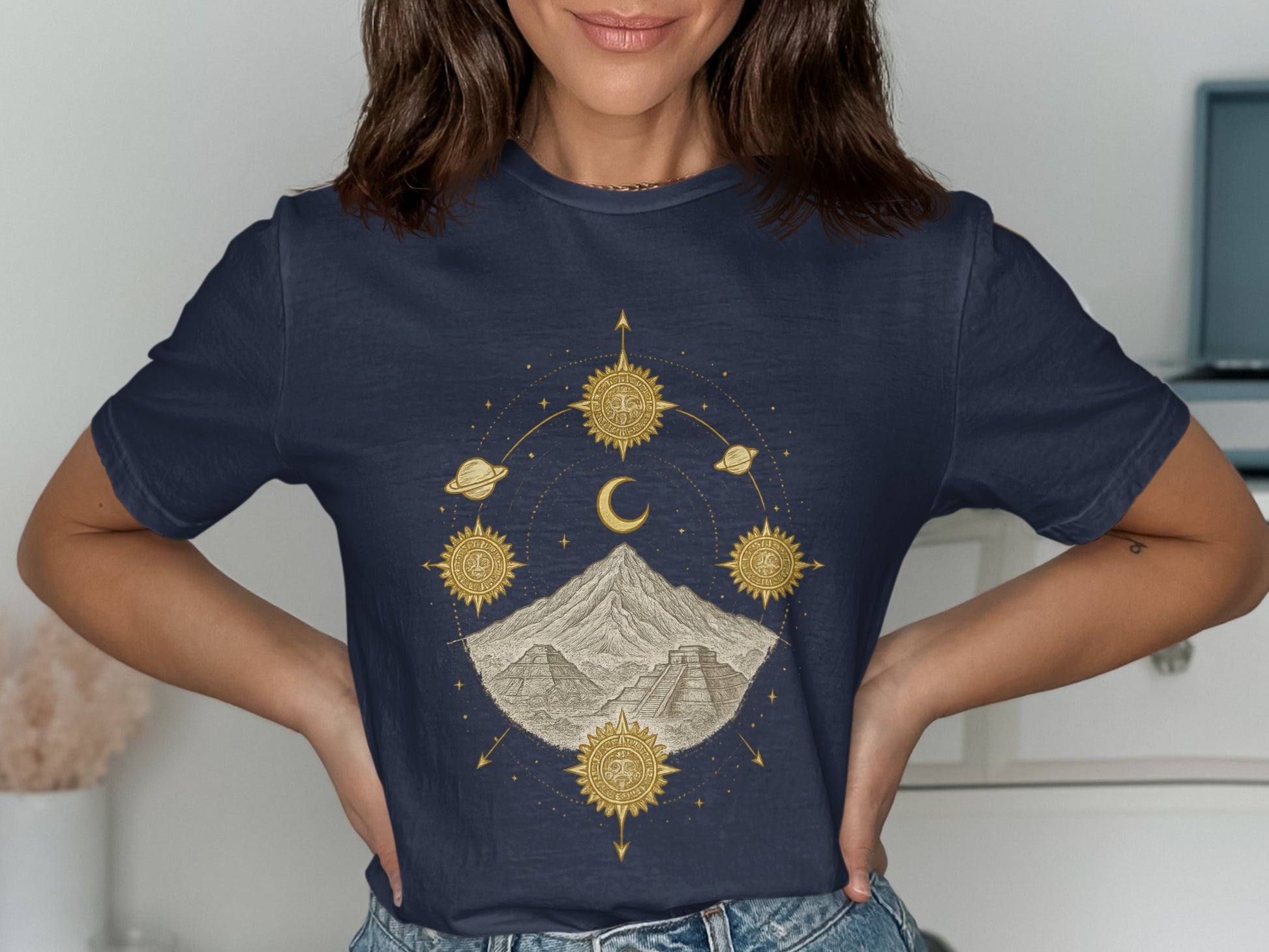 Cosmic Mountain and Planets Graphic Tee product