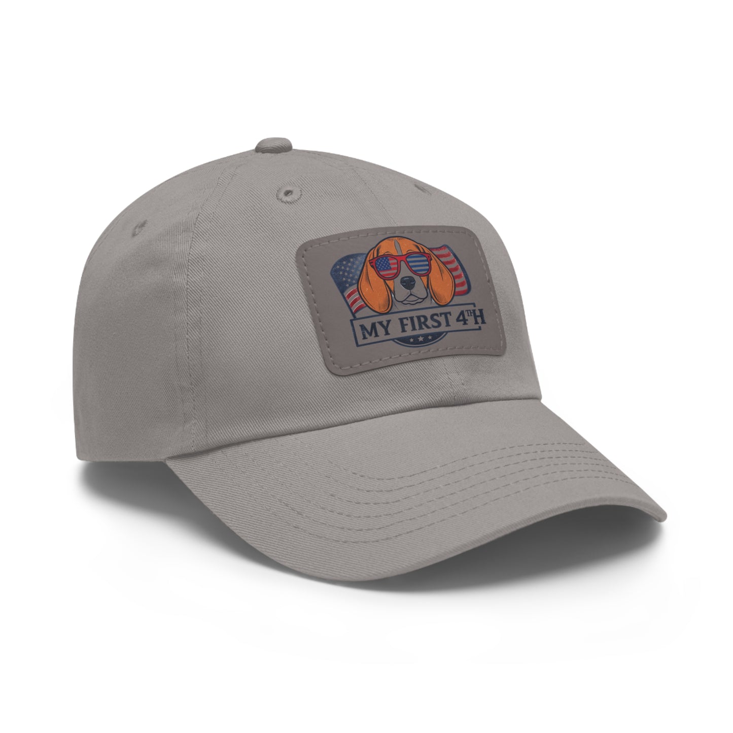 4th of July Dad Hat with Leather Patch (Rectangle)