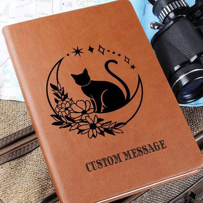 Cat Fan Lover Gift Journal Gift Unique Graphic Vegan Leather Journal - Personalized Gift