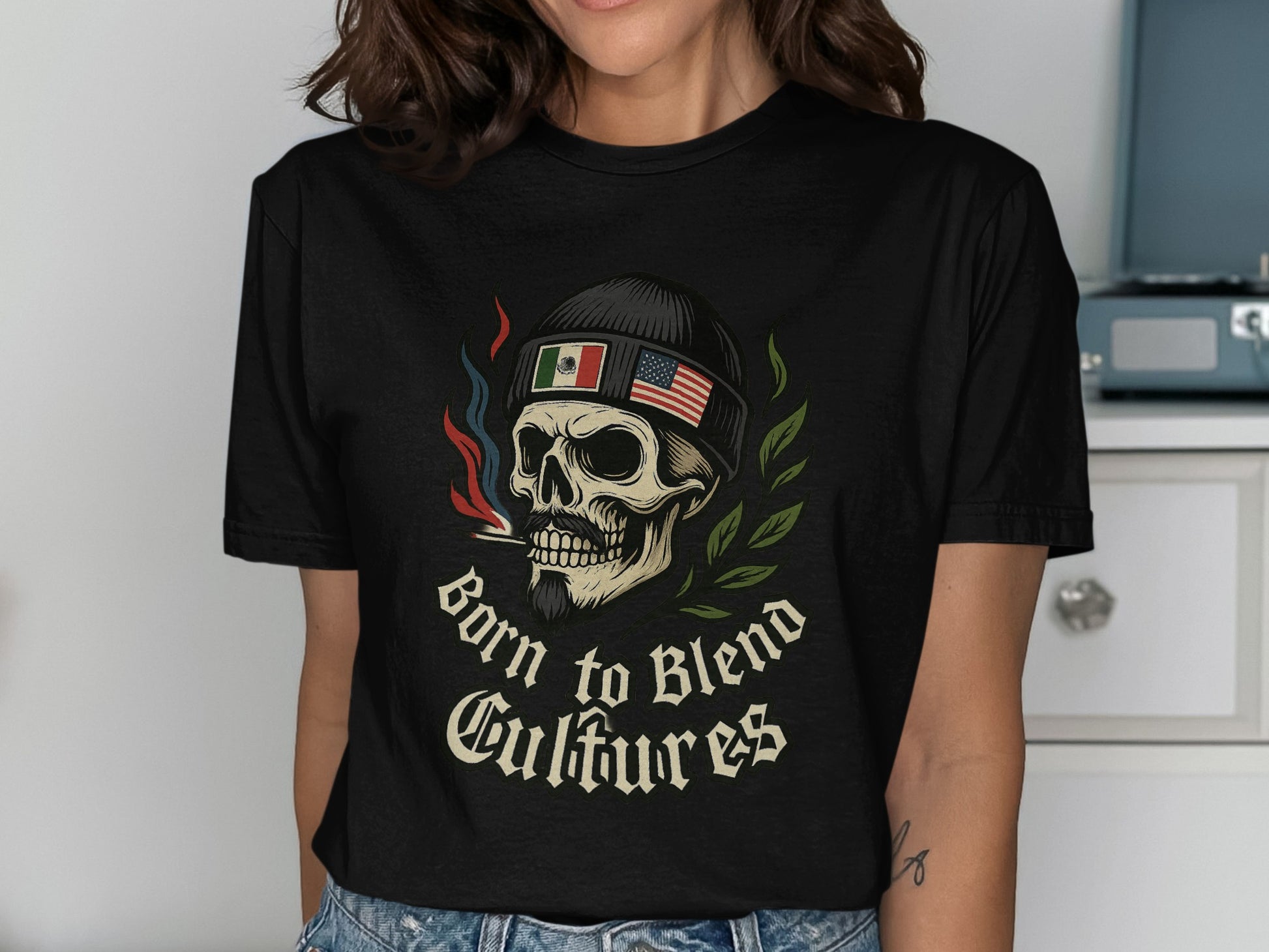 Born to Blend Cultures Skull Graphic T-Shirt product type