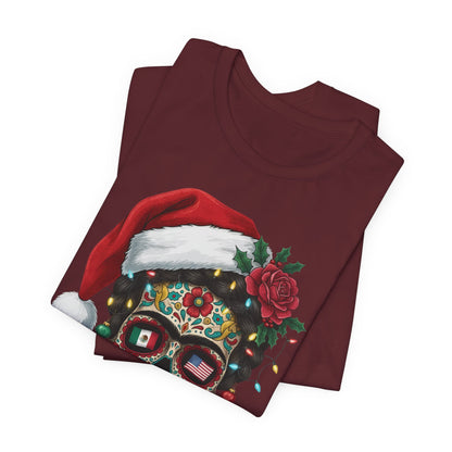 Christmas Sugar Skull T-Shirt — "Merry Resistance to All" Holiday Tee