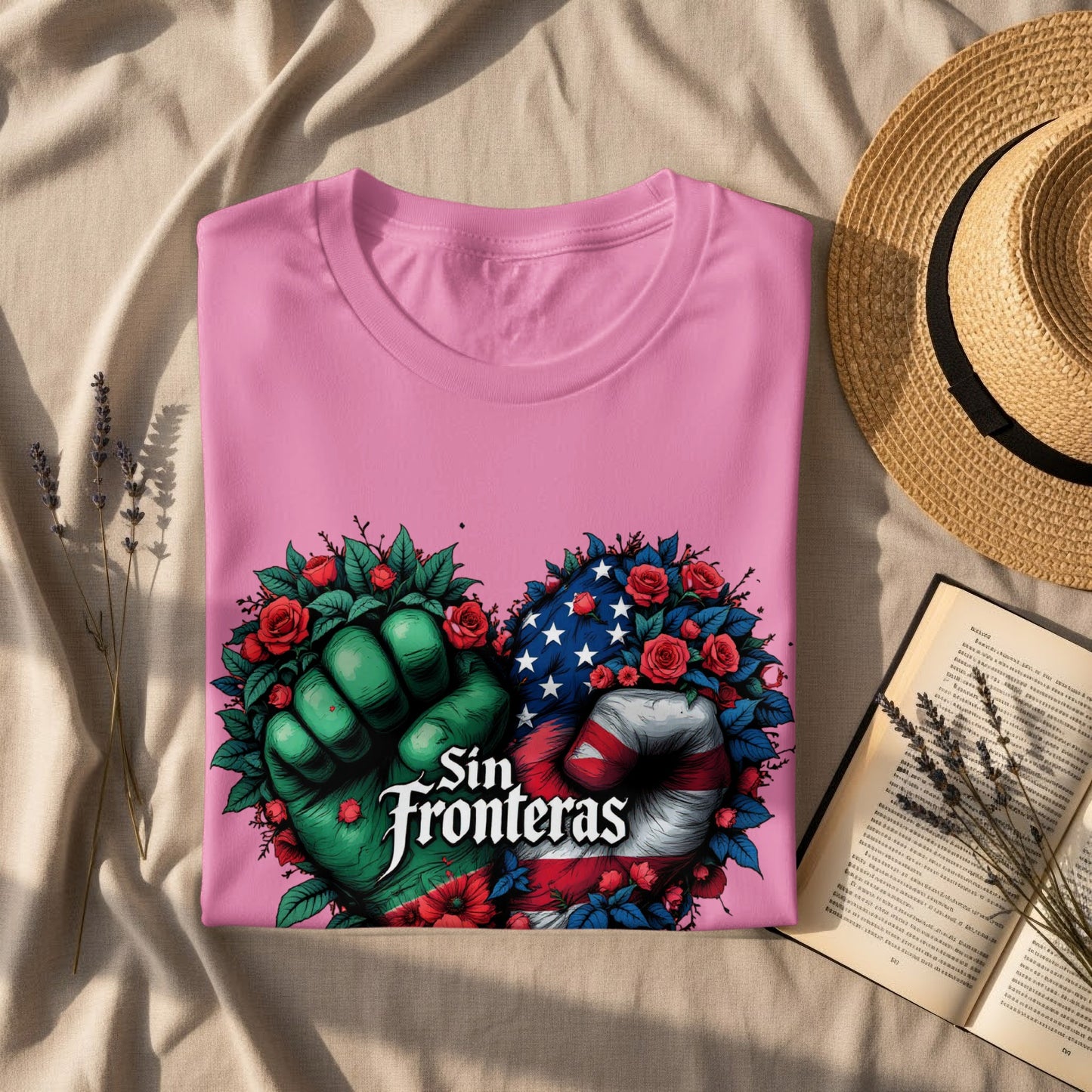 Sin Fronteras Hands Fist Graphic Pink Shirt product