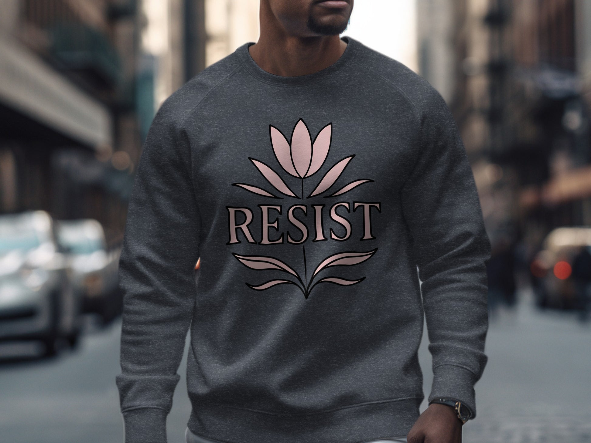 Resist Graphic with Floral Design Sweatshirt product