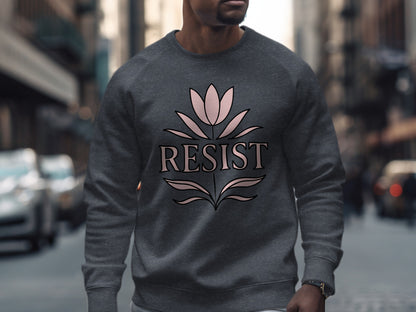 Resist Graphic with Floral Design Sweatshirt product