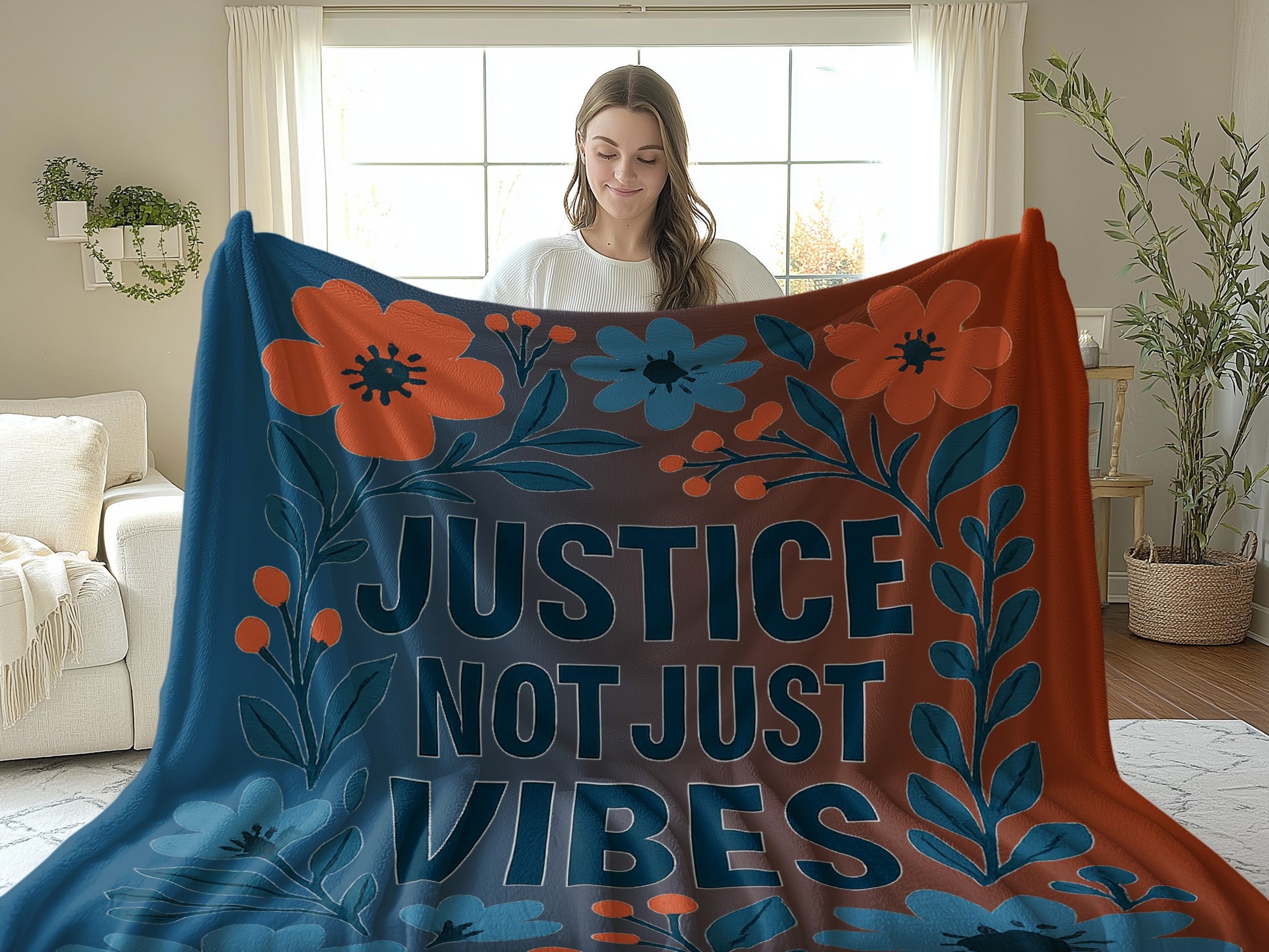 Justice Not Just Vibes Floral Blanket product type