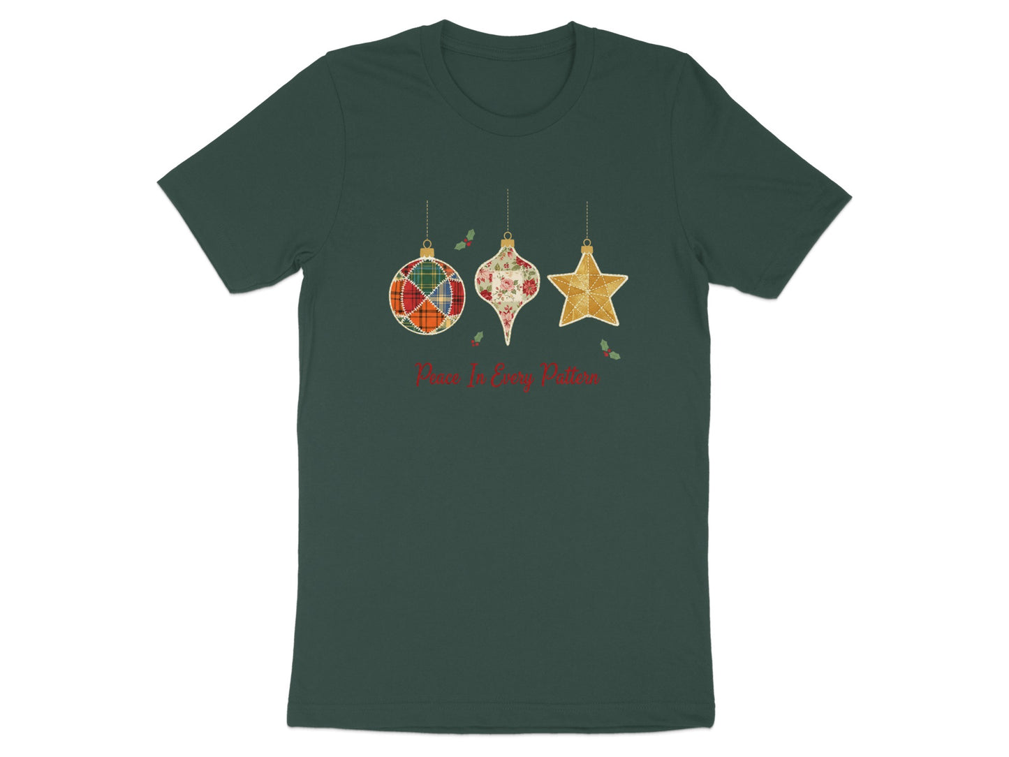 Plaid and Glitter Ornaments Holiday T-Shirt