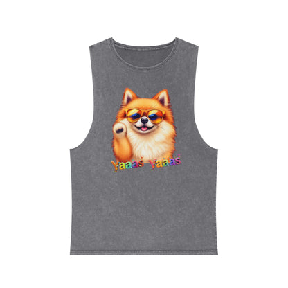 Yaaas Yaaas Unisex Stonewash Tank Top - Trendy Dog Lover Apparel