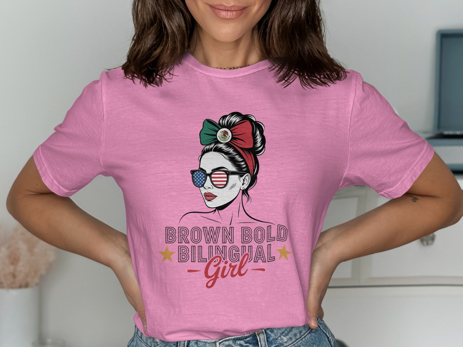 Brown Bold Bilingual Girl Graphic Short Sleeve product type