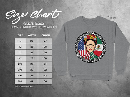 Frida Kahlo USA Mexico Flag Art Crewneck Sweatshirt