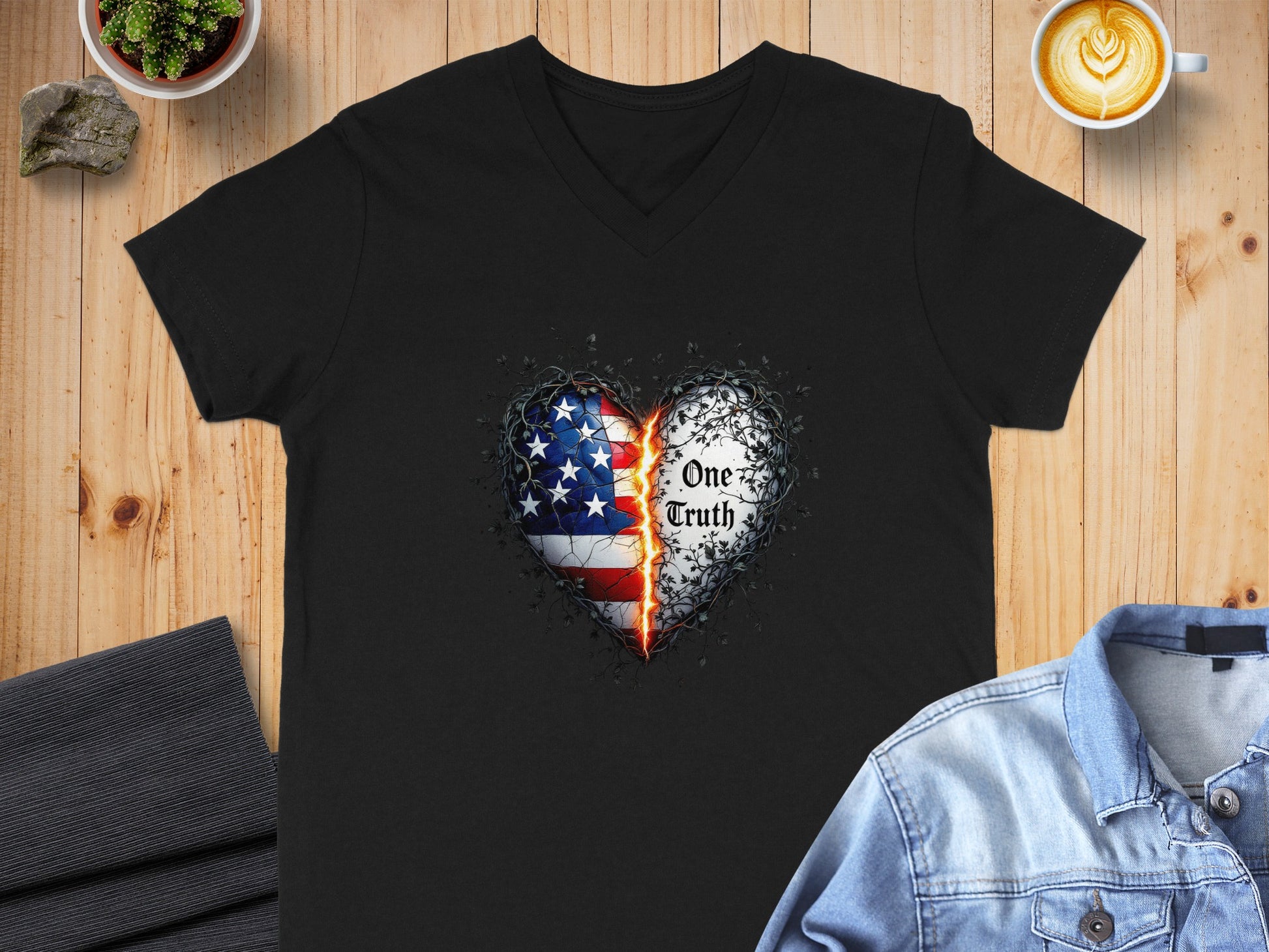 American Flag and Heart Design One Truth T-shirt product