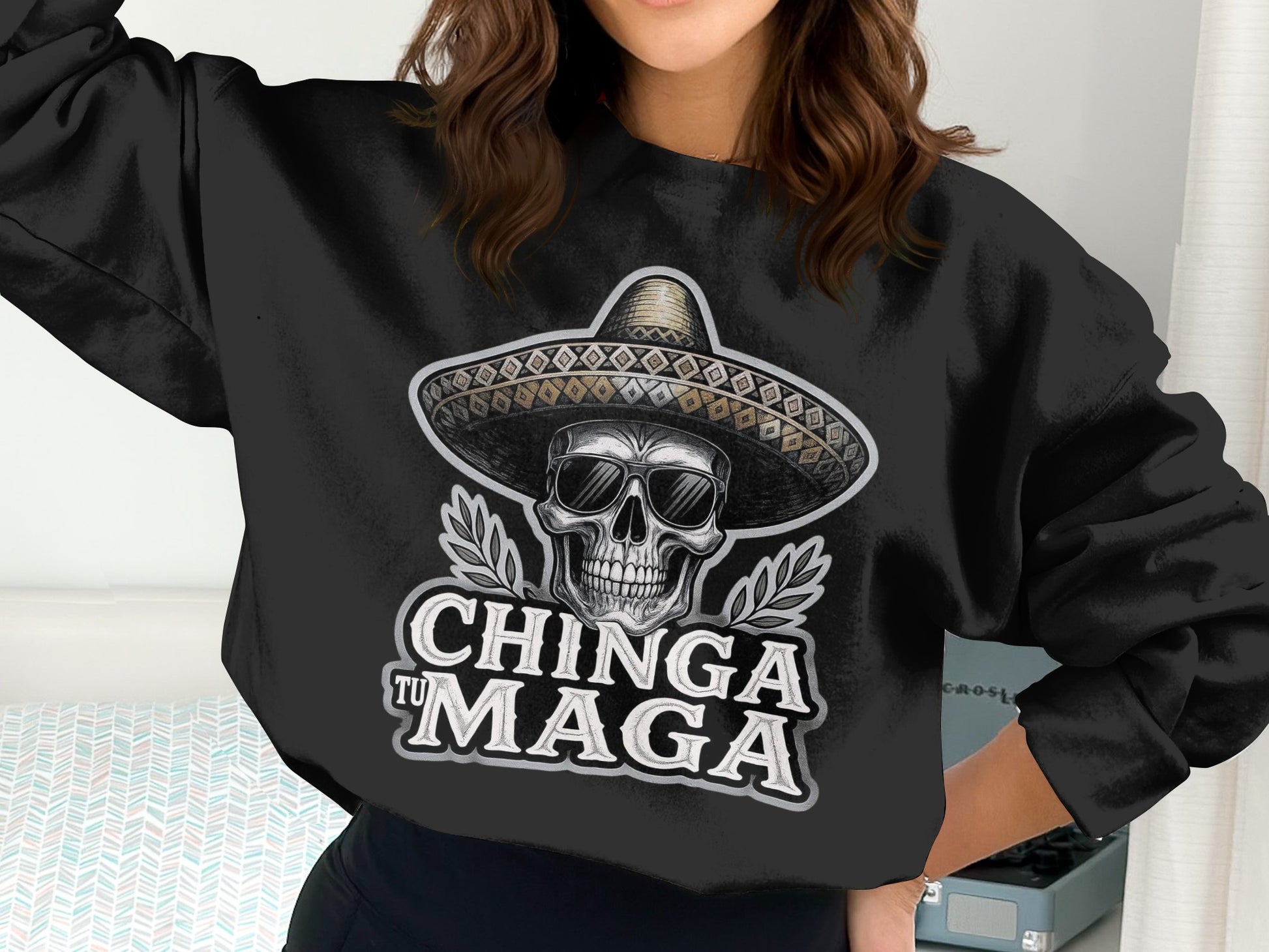 Chinga Tu Maga Skull Design Sweatshirt product type