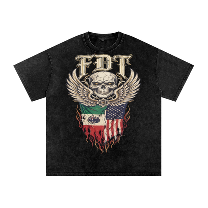 FDT Anti trump vintage style tee, great quality |Snow Washed Oversized Cotton T-Shirt