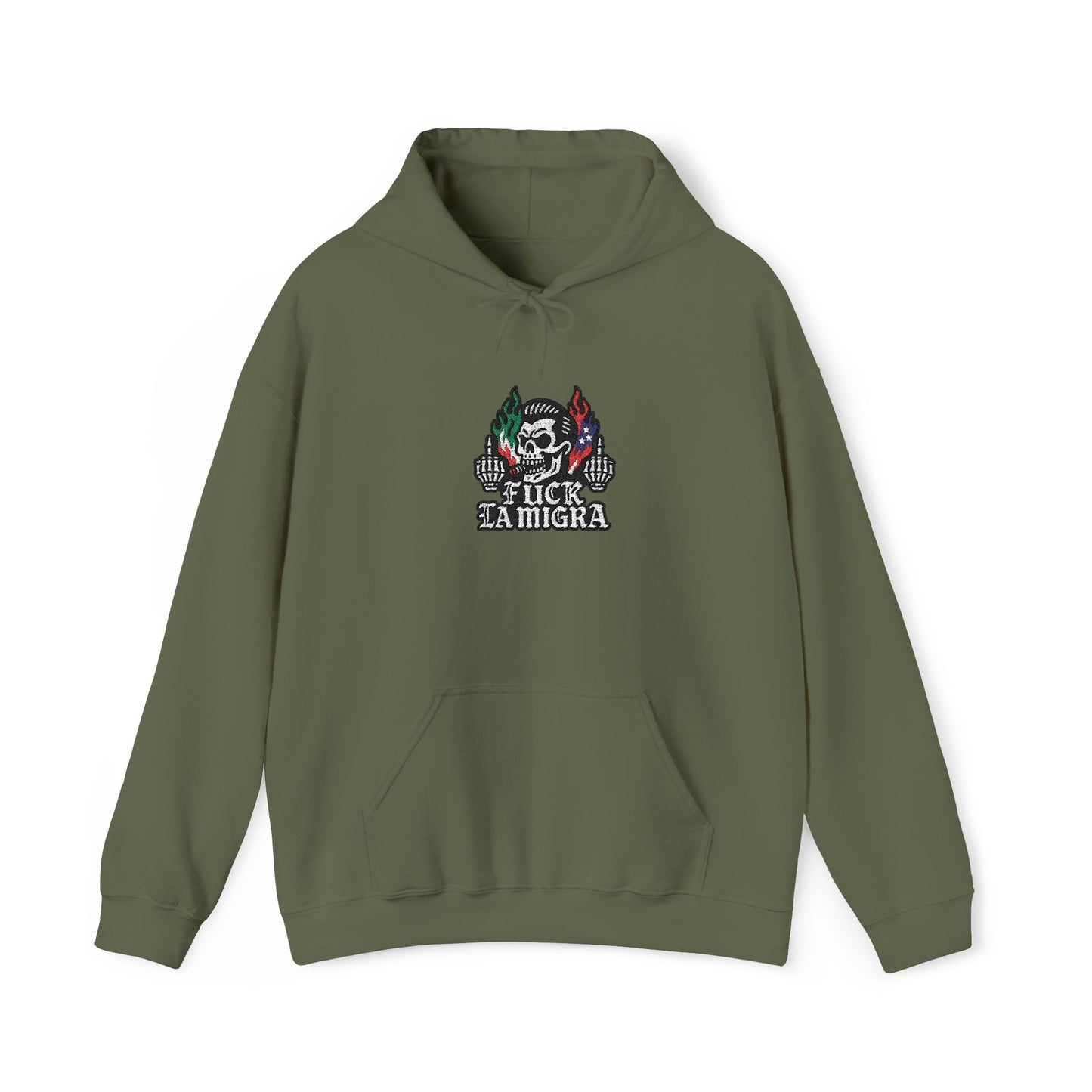 Fuck La Migra Embroidery Hoodie Anto Trump Hoodie Unisex Heavy Blend™ Hooded Sweatshirt